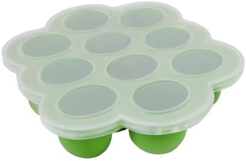 WeeSprout Silicone Freezer Tray with Clip on Lid Perfect Food Storage Container for Homemade Baby Food, Vegetable, Fruit Purees, and Breast Milk (Bright Green, Ten 1.5 Ounce Sections)