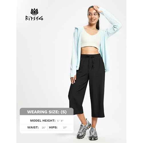 FitsT4 Sports Women's Wide Leg Hiking Capris Quick Dry Long Shorts UPF50+ Lightweight Water Resistant Cropped Pants
