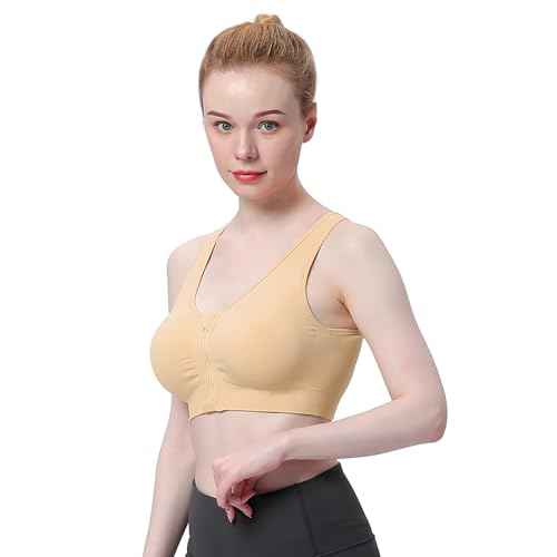 Women's Zip Front Sports Bra Wireless Post-Surgery Bra Active Yoga Sports Bras