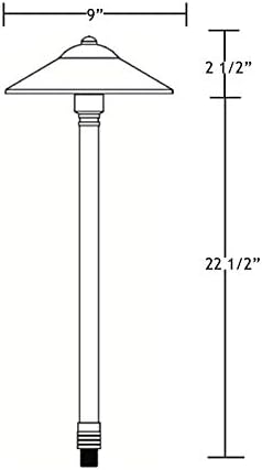 VOLT Max Spread 12V Black Brass Path Light (25" Tall, 9" Shade) with 3W 2700K Warm White G4 LED Bulb for Low Voltage Landscape Lighting on Outdoor Pathway, Walkway, Garden, Driveway or Patio