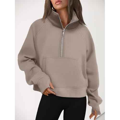 AUTOMET Womens Sweatshirts Half Zip Cropped Pullover Fleece Quarter Zipper Hoodies 2025 Fall Fashion Outfits Clothes
