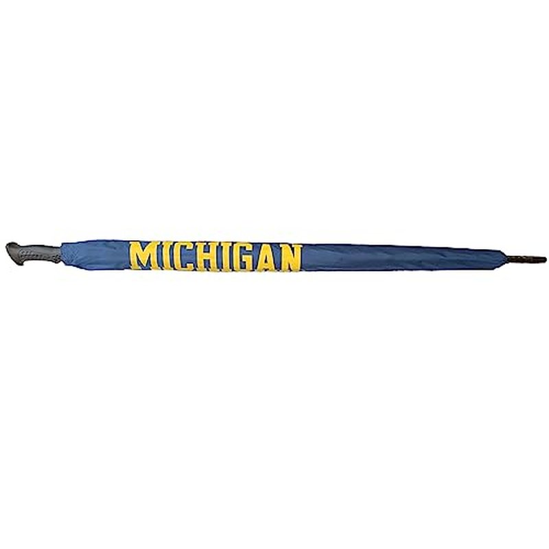 Team Golf NCAA Michigan Wolverines Golf Umbrella 62" Golf Umbrella with Protective Sheath, Double Canopy Wind Protection Design, Auto Open Button