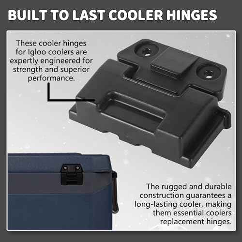 (2 Pack) Coolers Hinge for Igloo 25, 52, 72 Qt BMX Coolers Latch Replacement Parts, Cooler Hinges with Screws for Igloo Cooler Replacement Hinges
