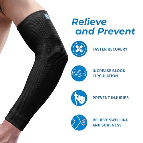 LP SUPPORT 668 Compression Arm Sleeve for Workouts, Sports & Weightlifting, Golf and Tennis Elbow Pain relief for Men & Women
