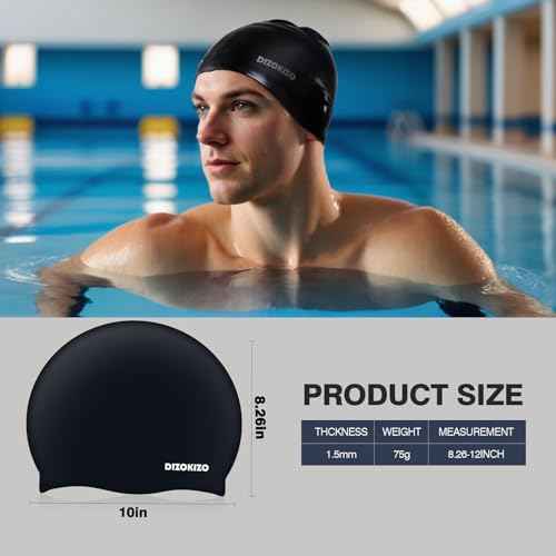2pcs High Elasticity Silicone Swim Cap for Women and Men, Comfortable Non-Slip Swimming Caps for Long and Short Hair, Durable Waterproof Swim Hats for Adults, Keep Hair Dry