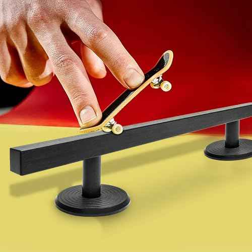 10" Fingerboard Rail-Heavy-Duty Aluminum Alloy Fingerboard Obstacle with Stabilizing Discs & Non-Slip Base, DIY Mini Skatepark Accessory for Fingerboard Players, Custom Cityscape Builders Black