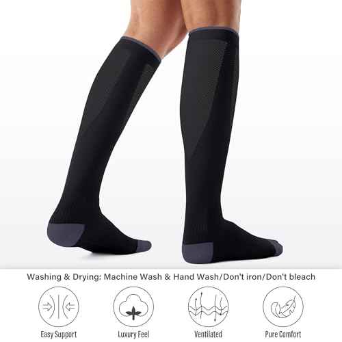 3 Pairs Compression Socks for Women and Men - 15-20mmHg Best Support for Athletic Running Cycling