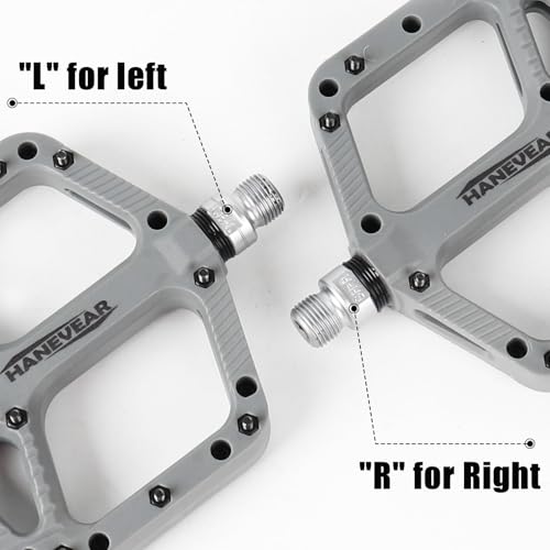 HANEVEAR Mountain Bike Pedals, Large Size MTB Pedals 9/16" Wide Platform Pedals, Lightweight Nylon Fiber Bicycle Pedals for BMX MTB Road Bikes