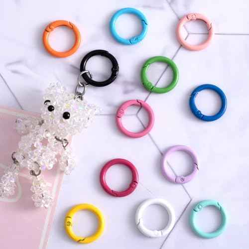Spring O Rings,Round Keychain Carabiner Clips, Alloy Trigger Buckle DIY Accessories for Purse Keychains Keyrings Bag Lanyard Handbag