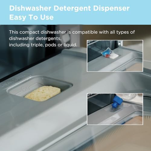 Midea MDC17P4CWW Portable Countertop Mini 1.32Gal Built-in Water Tank, Baby Care, No Hookup Needed, 360° Dual Spray,High-Temp wash, Dishwasher for Apartments& RVs, White, Whole