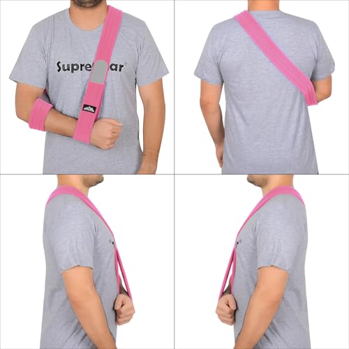 supregear Arm Sling, Adjustable Arm Support Strap, Lightweight Shoulder Immobilizer for Injured Elbow, Broken Collarbone, Torn Rotator Cuff, Dislocation or AC Separation, Left Right, Men Women