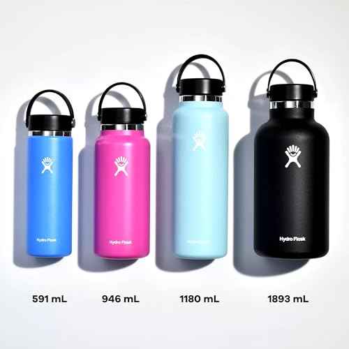 Hydro Flask Water Bottle - Insulated Stainless Steel - Wide Mouth Flex Lid, Non Spill, Leakproof and Refillable in 32 Oz Stone Gray