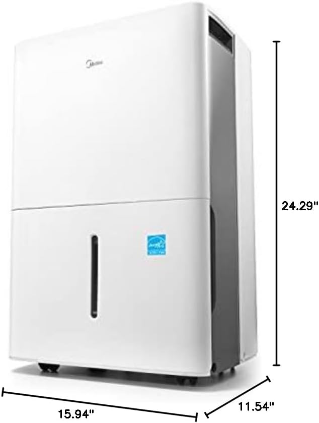 Midea 3,000 Sq. Ft. Energy Star Certified Dehumidifier With Reusable Air Filter 35 Pint - Ideal For Basements, Large & Medium Sized Rooms, And Bathrooms (White)