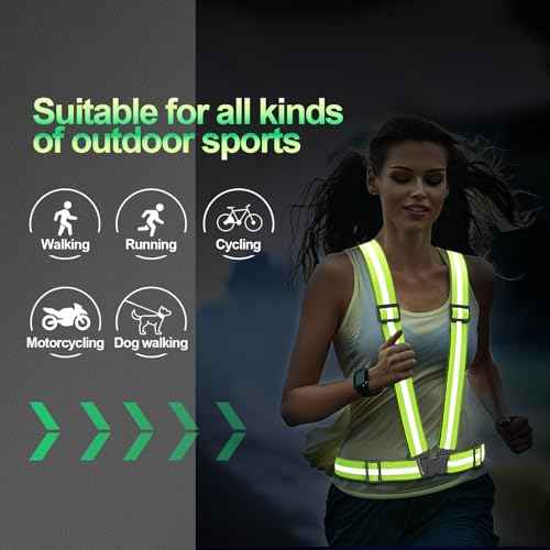 2 Packs Reflective Vest Running Gear, High Visibility Reflective Running Gear Adjustable Elastic Safety Vest for Night Jogging, Biking, Walking or Dog Walking, Running Vest for Men Women Children