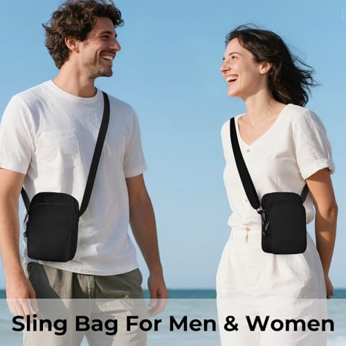 Crossbody Bag Sling Bag for Men Women Anti Theft RFID, Small Shoulder Chest Bags with Zipper Lock