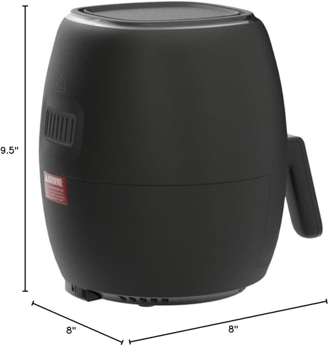 CHEFMAN Small Air Fryer Healthy Cooking, 3.6 Qt, User Friendly, Nonstick, Digital Touch Screen, Dishwasher Safe Basket, w/ 60 Minute Timer & Auto Shutoff, Matte Black, Cookbook Included