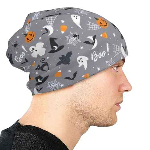 Funny Pumpkins Beanie Hat Halloween Baggy Slouchy Skull Cap Cancer Headwear Chemo Cap Knitted Hat Nightcap for Men Women