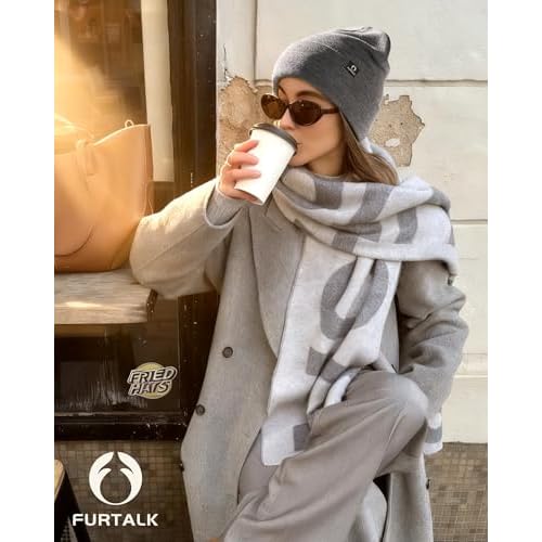 FURTALK 100% Merino Wool Beanie Hat for Men Women Warm Winter Hat Double Layer Knitted Beanies