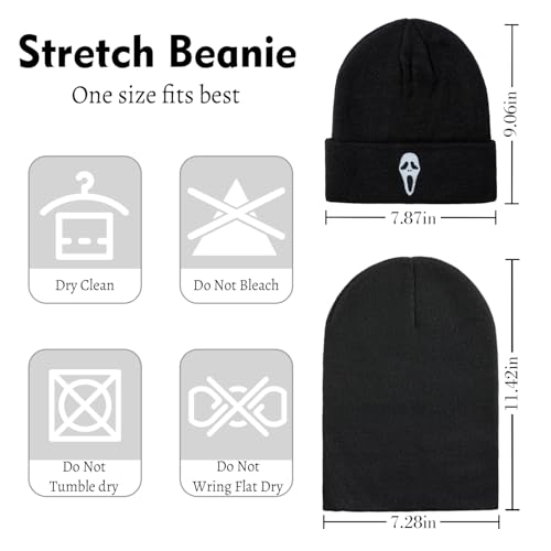 Cool Beanies Embroidered Knit Hats Beanie Fall Winter Black Graphic Knit Hat Cap for Women Men
