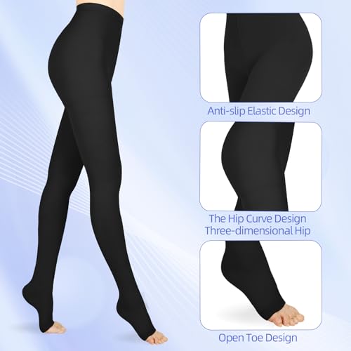 15-20 mmHg Compression Pantyhose for Women, Medical Compression Stockings, Open Toe Compression Leggings,Waist High Compression Tights for Edema, Varicose Veins, Swelling, Pregnant,Nurses, Athletes