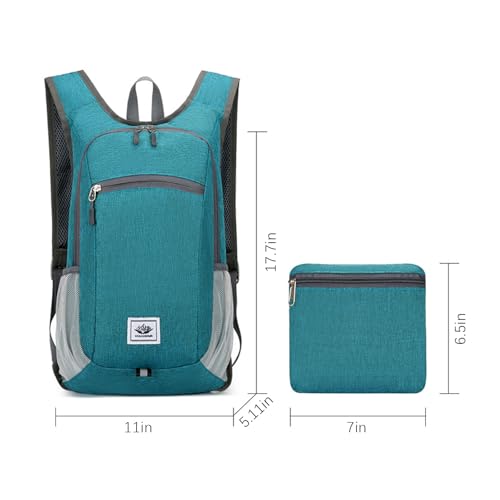 DOJUNS Hiking Backpack 15L Small Travel Backpack Lightweight Foldable Daypack Packable Camping Backpacks for Women Men (Orange)