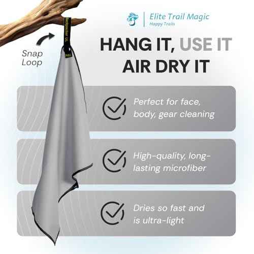 Backpacking Ultralight Quick Dry Microfiber Soft Fast Drying Hand and Face Towel Wash Cloth Camping Yoga Hiking Active Lifestyle Small (Gray, Small)