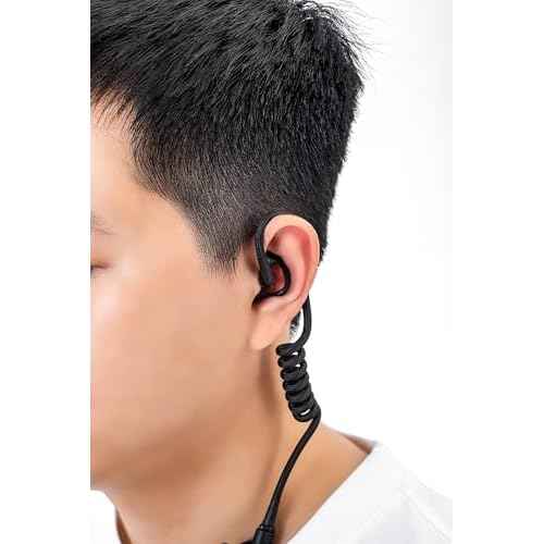 Acoustic Coil Tube Replacement Braided Nylon for Radio Earpiece Black