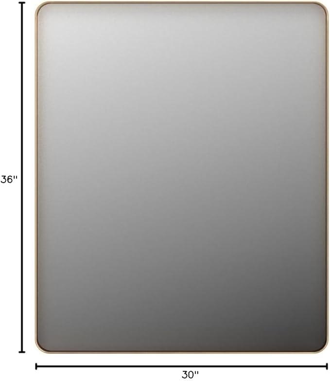 LOAAO 30”X36” Gold Bathroom Mirror, Rounded Rectangle Gold Frame Mirror