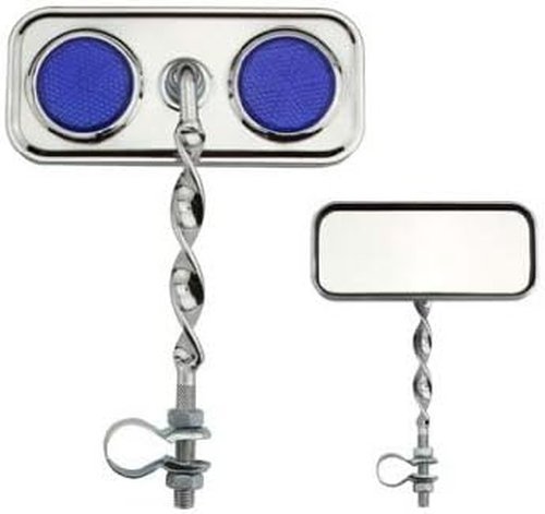 Lowrider Flat Twisted Bike Mirror with Blue Reflectors - Ideal for Cruisers, BMX, and Mountain Bikes