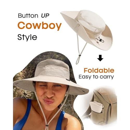 FURTALK Sun Hats for Women with Ponytail Hole Beach Hiking Summer Wide Brim Outdoor UV Protection Packable Bucket Safari Hat