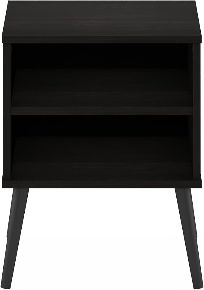 Furinno Claude Mid Century Style End Table with Wood Legs, Espresso
