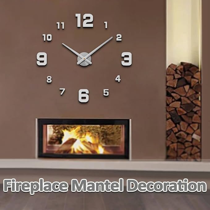Mintime Modern Frameless DIY Wall Clock Large 3D Wall Watch Mirror Numbers