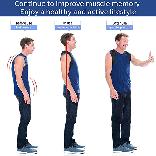 Posture Corrector Upper Back Brace Neck Shoulder Back Support Brace Pain Relief Belt for Women Men Braces Spine Straightener Breathable (Chest sizes from 28" to 50")