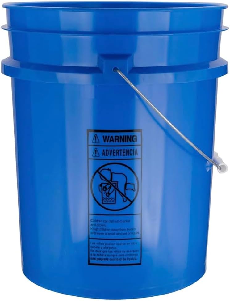 House Naturals 5 Gallon Premium HPDE Plastic Bucket - Made in USA Food Grade Storage Container, BPA Free All Purpose Pail (5, Blue)