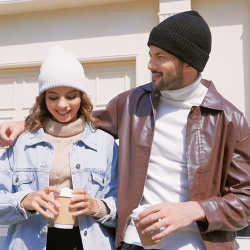 GDTOGRT Beanie for Women Men, Unisex Wool Knit Warm Fleece Lined Cuffed Winter Hat Cap