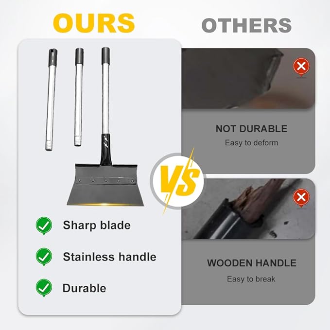 Ice Scraper for Driveway, 206 Upgraded Snow Shovel Heavy-Duty Multi-Purpose Garden Scraper & Ice Breaker, Long Handle Steel Ice Chopper Snow Remover Tool for Sidewalks Steps Outdoor