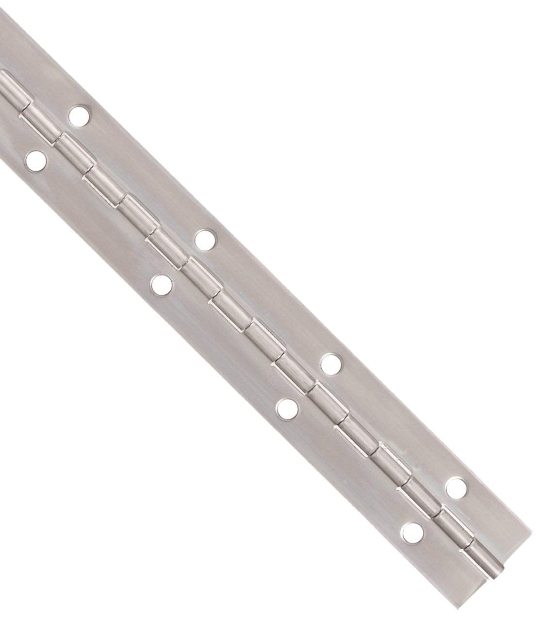 Stainless Steel Continuous Hinge with Hole, Bright Annealed Finish (1 Foot Long, 2 Inches Wide)