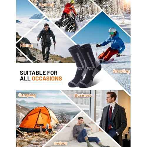 SIMIYA Merino Wool Socks for Men, 5 Pairs Thermal Warm Hiking Super Thick Crew Work Cushion Sock for Mens Winter Cold Weather