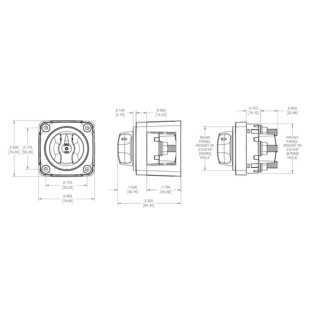 Blue Sea Systems 3-Position Mini Battery Switch - Durable Black Design | Model 6008200 m-Series
