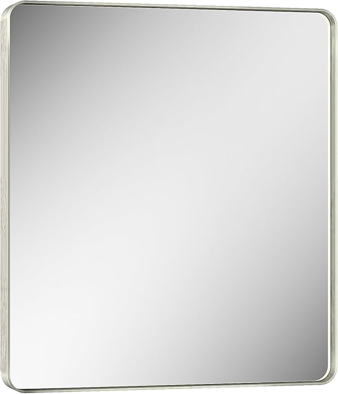 Keonjinn 32 x 36 Inch Brushed Nickel Bathroom Mirrors