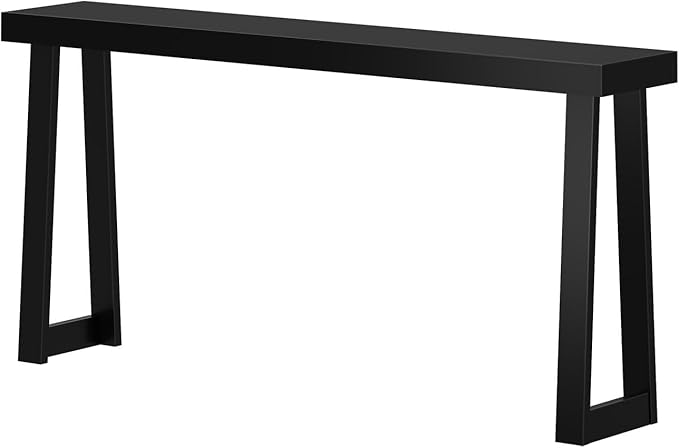 Plank+Beam Solid Wood Console Table, 66 Inch, Sofa Table, Narrow Entryway Table for Hallway, Behind The Couch, Living Room, Foyer, Easy Assembly, Black