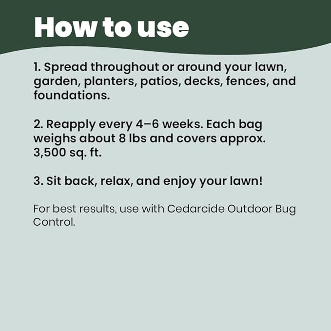 Cedarcide Lawn, Home & Garden Cedar Granules | Repels Fleas, Ticks, Ants & Mosquitoes | Smells Great, Easy to Use | Family & Pet Safe | 6 Bags (48 Lbs)