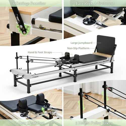 PAETA Pilates Reformer, 91" Foldable Reformer Pilates Machine with Adjustable Reformer Heights, Pilates Equipment with Piano Wire Spings and Jump Boards