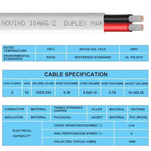 10 Gauge Marine Wire,10 AWG 30ft Duplex Marine Grade Wire Tinned Copper Oxygen-Free Insulated Red& Black Electrical Cable for Boat/Automotive/RV/Camper/Trailer