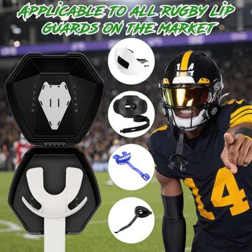 ARGOMAX Sports Lip Guard Case with Clip, Specializing Storage of Mouthguards with Lip Protection. Compatible with Various Brands of Football Lip Guard, Black+White.