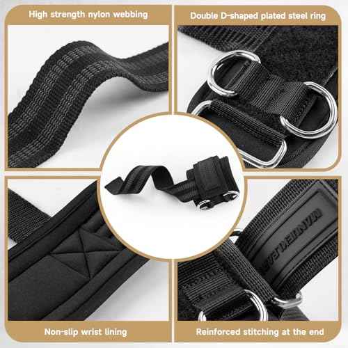 MANUEKLEAR Non-Slip Wrist Straps for Weightlifting Deadlifting, Gym Lifting Straps with D Rings for Cable Machine Workout, 10mm Neoprene Padded Weight lifting Wrist Wraps for Men Women