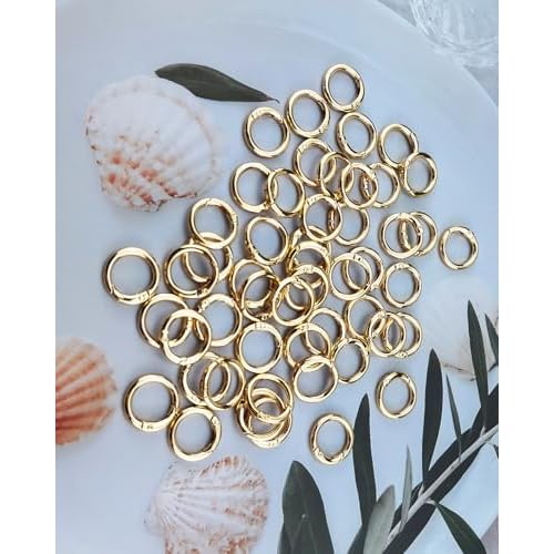 50pcs 1 Inch Metal Spring O Rings,Round Carabiners Clips Snap Hooks for Keychains, Purse, Shoulder Bag,DIY Crafts (Gold)