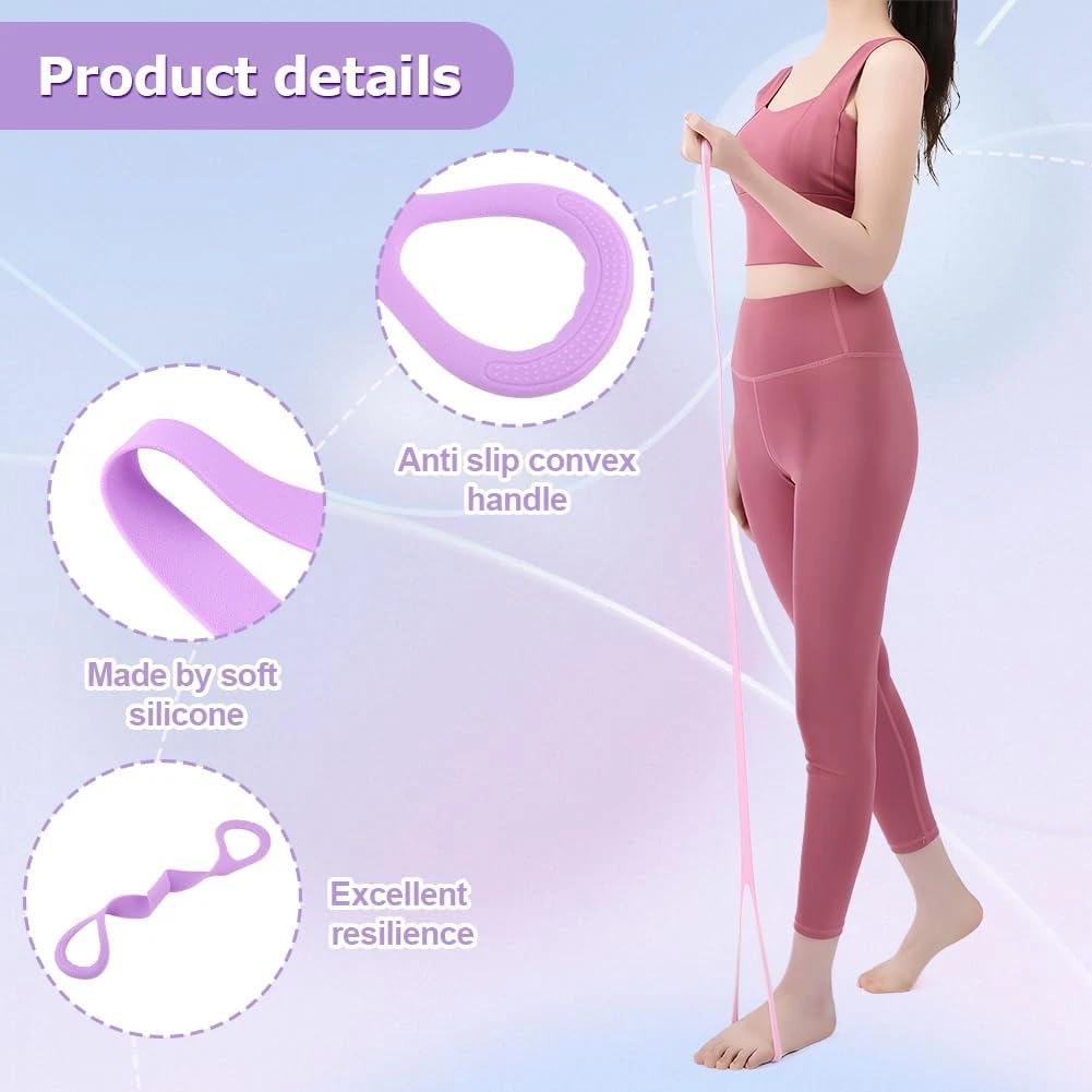Skiennix 3-Piece Figure 8 Resistance Bands - Durable Exercise Bands with Handles for Women | Perfect for Arm, Back, and Shoulder Stretching