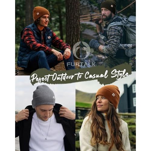 FURTALK Double-Layer Beanie for Men Women, Ultra Soft Stretchy Knit Winter Hat Unisex Cold Weather Beanie Hat
