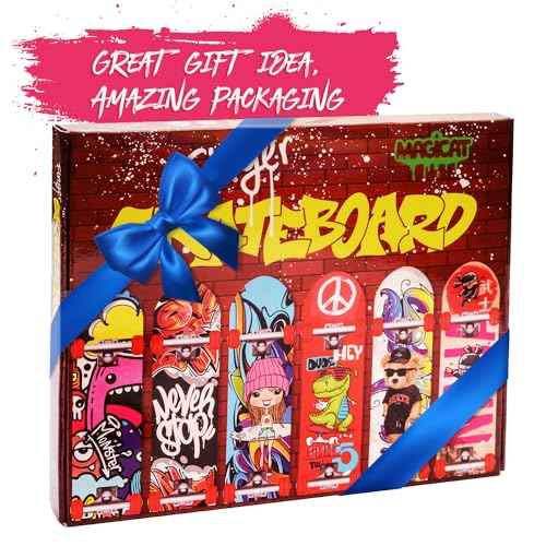Magicat Premium Fingerboard Set I 12 Cool Finger Skateboards for Kids I Party Favors I Finger Boards for Kids I Finger Skateboard I 4 Year Old boy Birthday Gift